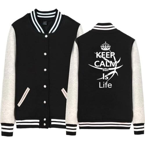 Basketball Imperial Crown Keep Calm Ball Is Life Man jacket Boy Coat Single breasted Baseball Fleece Autumn Winter ZIIART