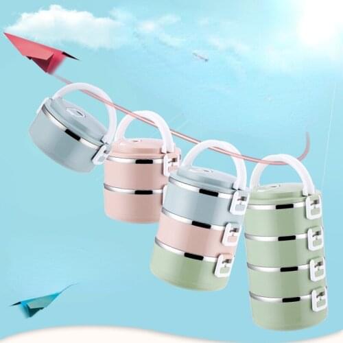 Microwave Stainless Steel Thermal Lunch Box Multi-layer Kids School Portable Food Container Kitchen Leak-Proof Lunchbox Heated