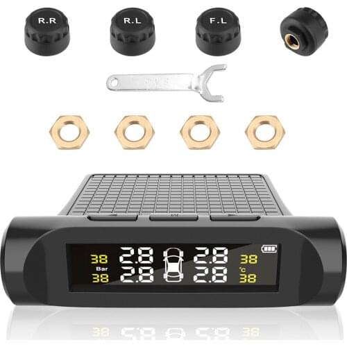 LEEPEE Car TPMS Tyre Pressure Monitoring System Digital LCD Display Tyre Pressure Battery Auto Security Alarm Systems