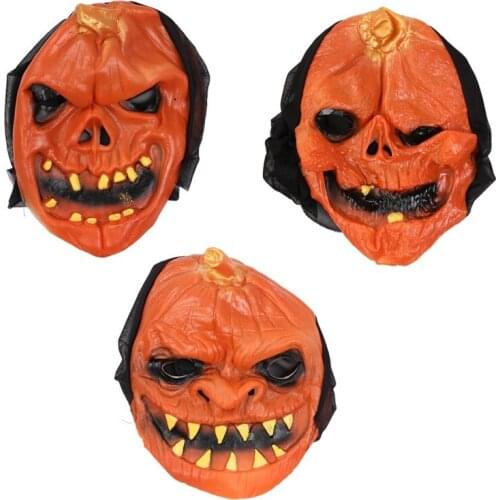 Halloween Mask Pumpkin Monster Mask Horror Pumpkin Skull Cosplay Props Masquerade Costume Realistic Terror Headgear Party Mask