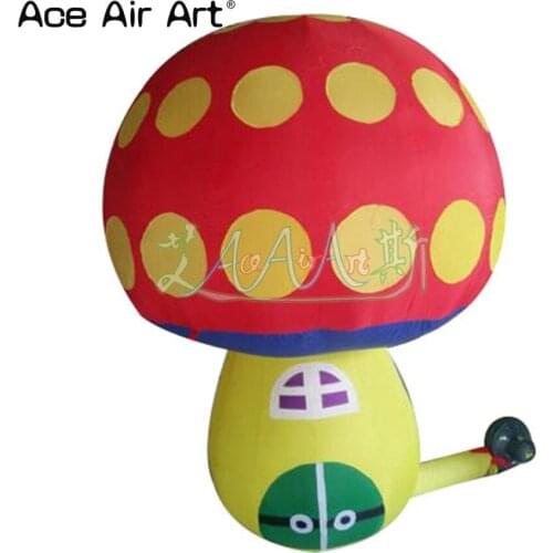 3m H red Inflatable mushroom house model,inflatable fairy mushroom house with air blower