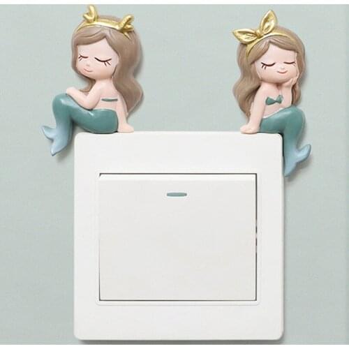 Mermaid Switch Stickers Wall Stickers Socket Protective Cover Creative Cartoon Three-dimensional Switch Decoration Stickers