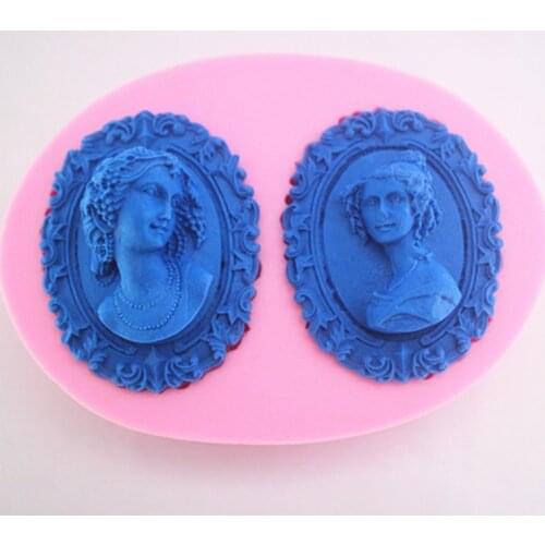 New Classic Ladies Head Portrait Cake Decoration Fondant Gum Paste Silicone Mold Mould FM140