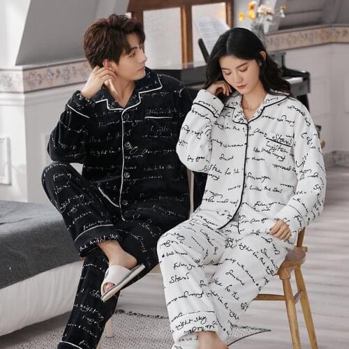 New Pajamas Women Autumn Winter Coral Velvet Thickened Couples Plush Winter Flannel Homewear mens suit
