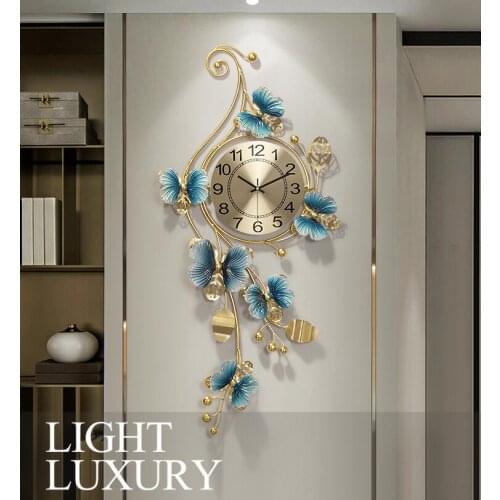 New Chinese Butterfly Leaf Wall Clock Home Livingroom Mute Clock Wall Sticker Crafts Restaurant Hotel Hall Wall Mural Decoration