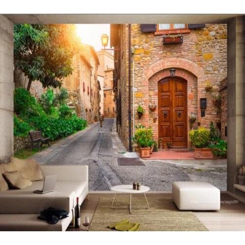 Papel de parede Italian city street view landscape 3d wallpaper mural,living room bedroom wall papers home decor