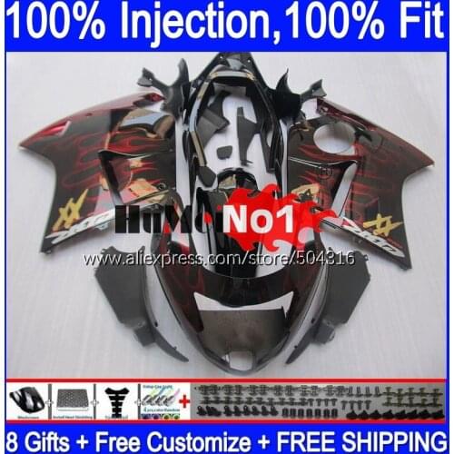 Blackbird For HONDA CBR 1100 XX CBR1100XX 92MC.15 CBR1100XX 1996 1997 1998 1999 2000 2001 96 97 98 99 00 01 Red flames Fairing