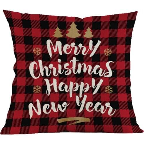 Christmas Decoration Cartoon Santa Claus Elk Cushion Red Plaid Throw Pillow Christmas Ornaments Xmas Gifts Sofa Cushions