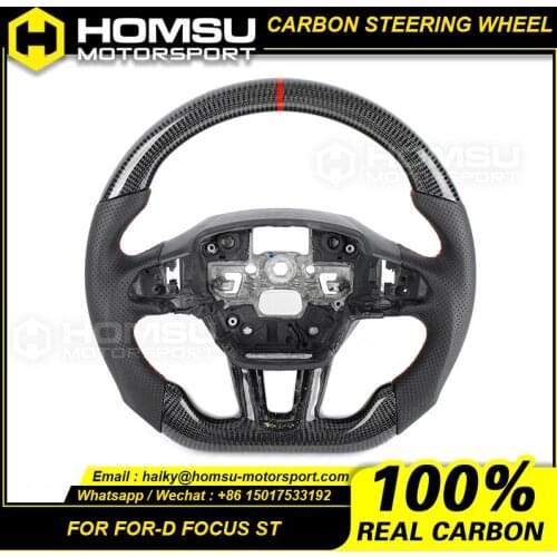2015+ For ford focus ST Carbon Fiber Steering Wheel With Flat Bottom For ford RS Carbon Fiber Steering Wheel