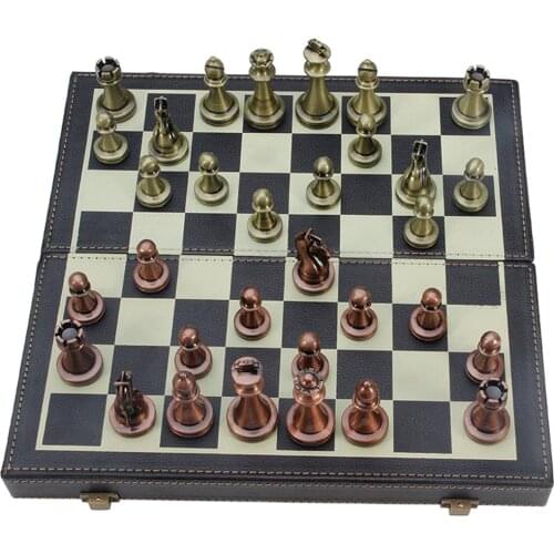 Foldable Metal Chess Set 36cm Chessboard Travel Board Game Toy for Beginners