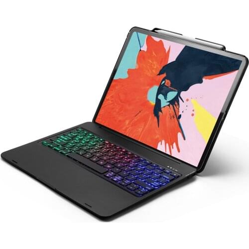 Slim Smart 7 Colors LED Backlit Wireless Bluetooth Keyboard Case Stand Cover With Pencil Holder For New iPad Pro 12.9 2018 3rd