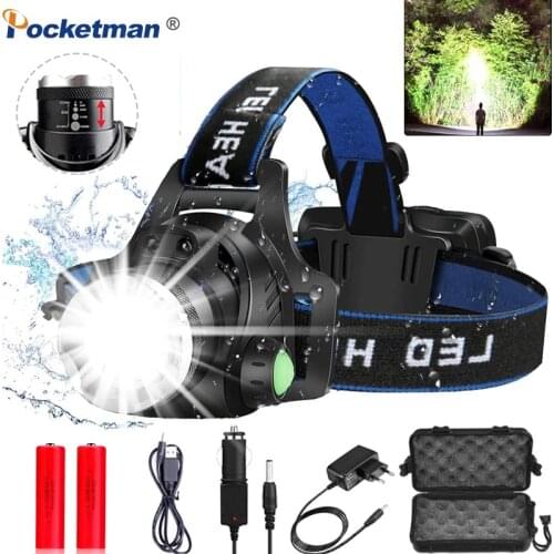 Pocketman Ultra Bright L2/T6 LED Headlamp Zoomable Head Lamp USB DC Charging Headlight Waterproof Head Light Head Flashlight