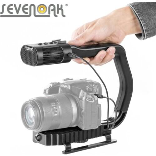 SEVENOAK MicRig Universal Video Handle Grip with Built-in Stereo Microphone for iPhone Smartphone GoPro DSLR Camera Camcorder