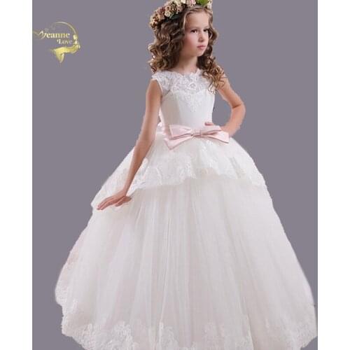 Sleeveless Vintage Flower Girls Dress Kids Pageant Dresses Formal Occasion Ball Gowns Wedding Party Princess Tulle Tutu Dresses