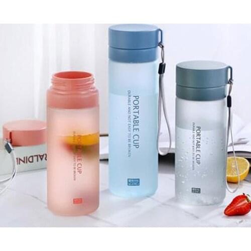 Wbwbmy Cute Water Bottle Portable Matte Straight Cup with Rope Student Large Capacity Sports Cup Plastic Cup with Tea Spacer NEW