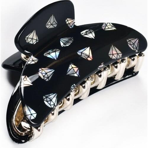Korean Geometric Diamond Print Acrylic Hair Claw Clips For Women Fashion Crab Hairpin Barrette Cheveux Accessories Forceps 19010