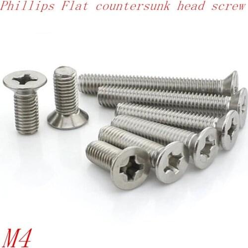 10pcs M4*55/60/65/70/80/90/100 304 Stainless Steel flat head cross Countersunk head screw