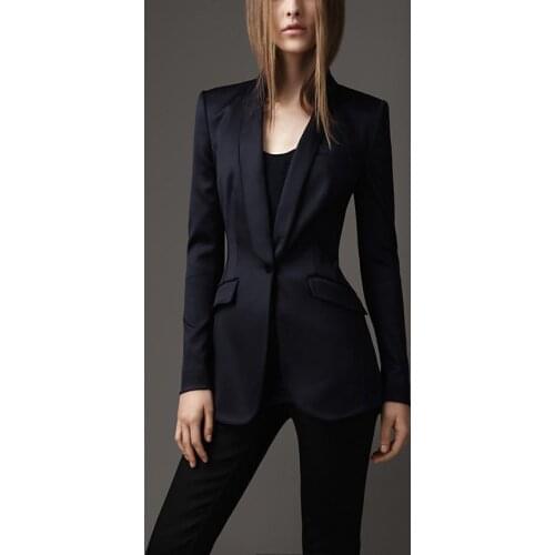 2015 Fashion Black Women Tuxedos Shawl Lapel Suits For Women One Button Business Women Suits