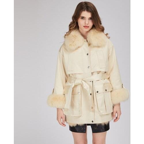 2019 Yiwu Natural Fox Fur Coat Real Fur Coat Winter Hood Jacket Woman Long Paka Thick Parkas Natural Real Fox Fur Collar Coat