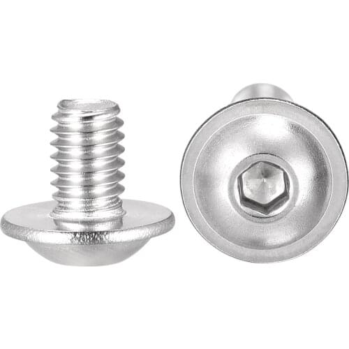 Uxcell M4x6mm 304 Stainless Steel Flanged Button Head Socket Cap Screws 50 Pcs