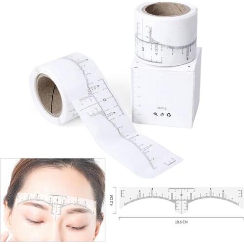 50pcs Disposable Eyebrow Ruler Sticker Eyebrow Tattoo Shape Tool Adhesive Microblading Guide Makeup Measurement Stencil Template