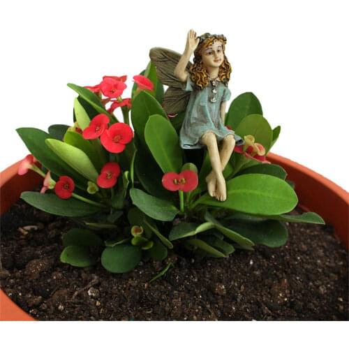 6pcs/set Flower Fairy Resin Ornaments Miniature Flower Pot Decor Home Desk Garden Micro Lanscape Fairy Angel Figurines