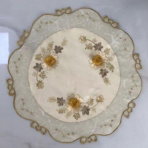 6 PCS Napkins Chinese Retro-Style Padding Lace Stitching Exquisite Hand-Embroidered American Court Cover Cloth Table Runner