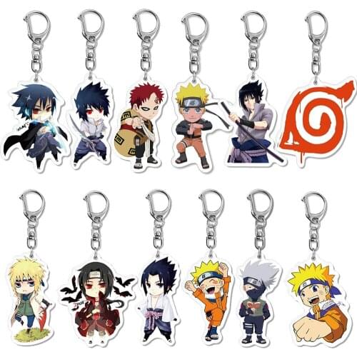 Anime Figures Naruto Keychain Acrylic Uzumaki Kakashi Keyring Uchiha Sasuke Ltachi Action Accessories Pendant Kids Toys Gifts