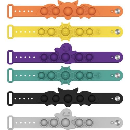 Anti-Stress Halloween Spider Push Bubble Bracelet Kid Adult Decompression Press Keychain Family Simple Game Sensory Toy
