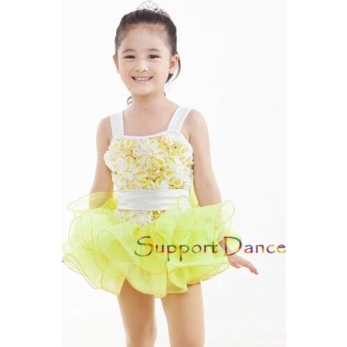 Girls Flowers Sequin Ballet Tutu Dress Women Romantic Dance Costume C348
