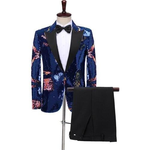 Sequins blazer men suits personality jacket mens stage costumes for singers clothes star style dress punk rock masculino B229