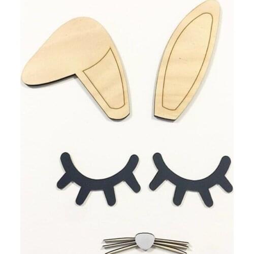 Ins Rabbit Ears Beard Wooden Ornaments for Kids Room Decoration Photography Props Wood Toys Gift Nordic Style Wall Nursery Decor