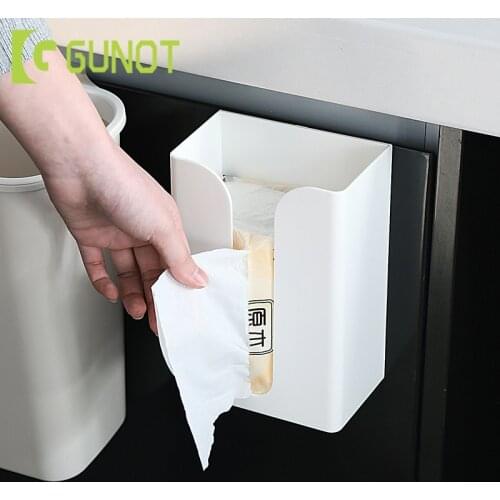 GUNOT Portable Toilet Paper Holder Wall-mount Tissue Box Simple Hygienic Paper Dispenser For Bathroom Kitchen Home Storage Rack