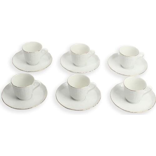 6'Lı Porcelain Gilt Coffee Team