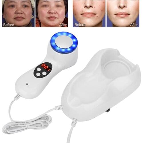 Jade Roller Hot Cold Hammer Blue Light Facial Skin Tighten Shrink Pores Beauty Machine US Plug 110-220V Ultrasonic Face