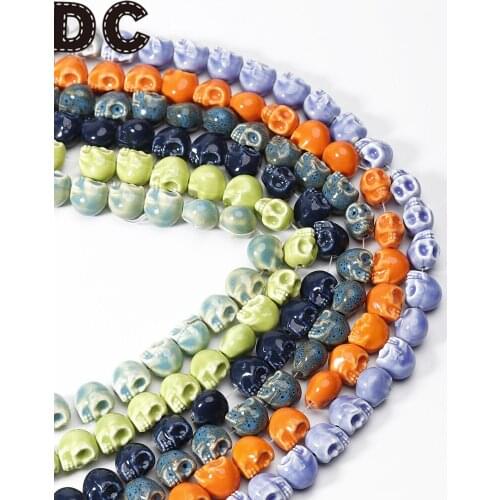 DC 10pcs/lot Ceramics Skull Beads Skull Beads Synthesis Beads For Jewelry Making Bracelet Necklace DIY Jewelry Findings Multi co
