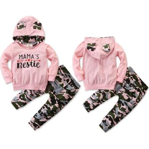 2PCS Toddler Baby Girls Camouflage Clothes Hoodie Tops Pants Outfits Set Tracksuit Long Sleeve Spring Autumn Infant Newborn Gift