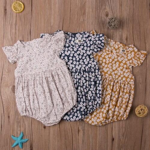 Summer Fashion Girl Jumpsuits 0-24M Cute Newborn Baby Girl Flowers Romper Jumpsuit Outfits Clothes Sunsuit