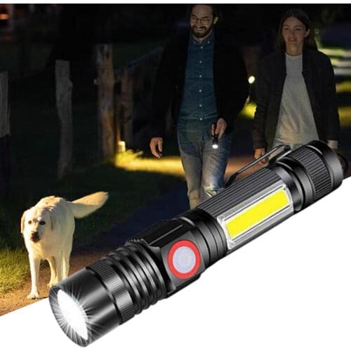 USB Rechargeable Flashlight Drop Shipping Portable mini XML-COB + T6 / L2 Led Magnetic Adsorption Work Lantern ZOOM Torch