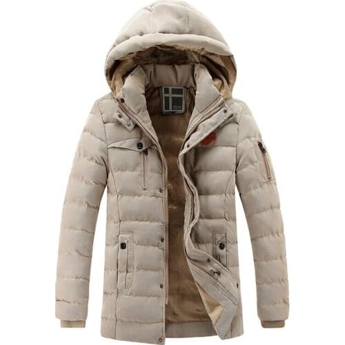 Winter Mens Jackets Casual Hooded Cotton-Padded Coats Men Parkas Thick Slim Fit Padded Coats Male Outerwear Warm Cloth AU-057