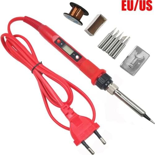 80W Digital Electric Soldering Iron Kit Set 220V 110V Welding Tool Ceramic Heater Soldering Tips Rework Temperature Adjustable