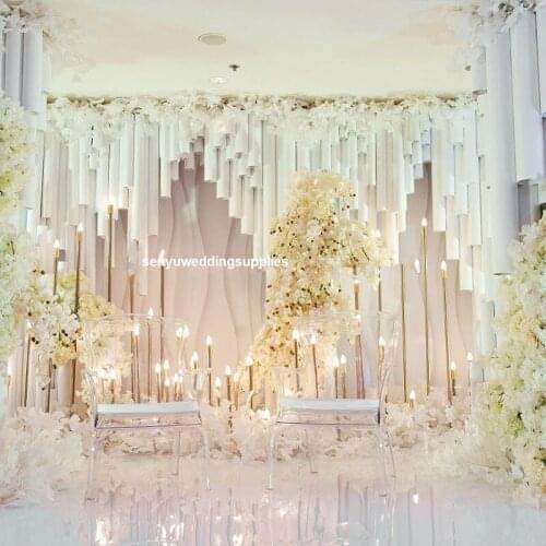 New style wedding road lead gold backdrop metal stand with led light for wedding party stage decoration senyu2399