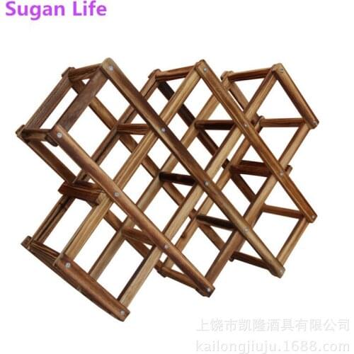 New Solid Wood Folding Wine Racks High Quality Foldable Wine Stand Wooden Wine Holder Kitchen Bar Display Shelf Free shipping