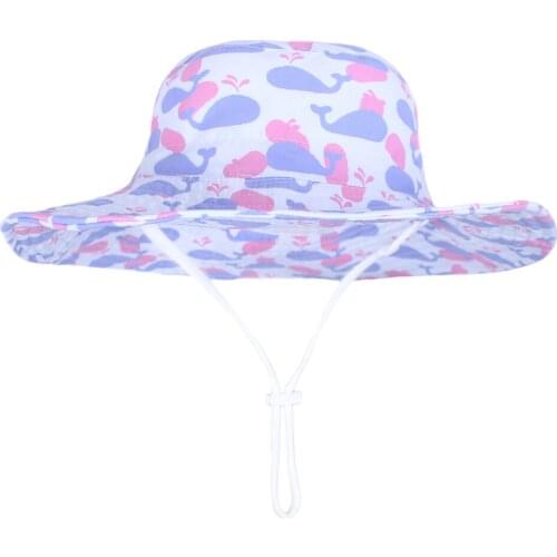 Summer Hat Girl Sun Beach Bucket Hat Wide Brim Panama String Whale Cap UV Protection Outdoor Accessory For Kids Toddlers
