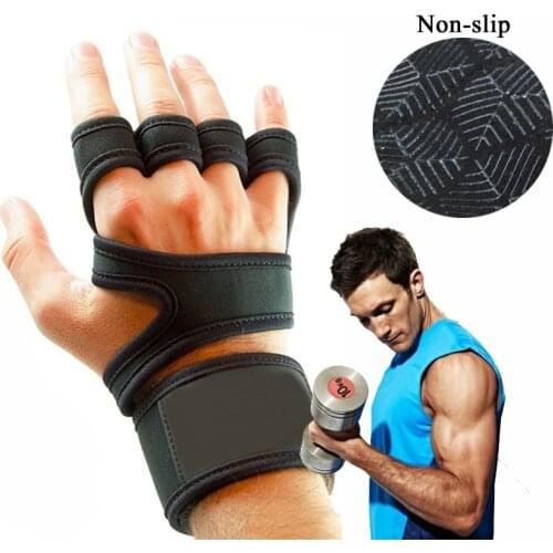 Men Fitness Weight Lifting Gloves Gym Gel Full Palm Protection Gym Workout Protector Gloves Training Power Lifting Equipment