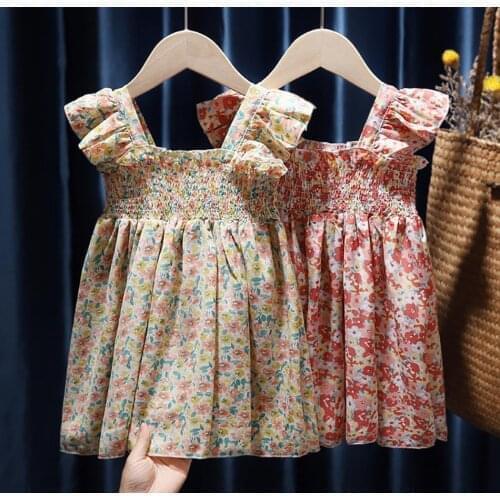 Baby Girls Dresses 2021 Toddler Kids Girl Dress Flower Print Summer Clothings Princess Infant Girl Clothes