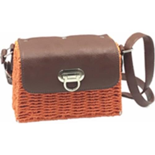 Aaby 2021 Summer Fashion Straw Crossbody Bag For Women High Quality Ladies Phone Bag With PU Leather Cover And Lock Long Strap
