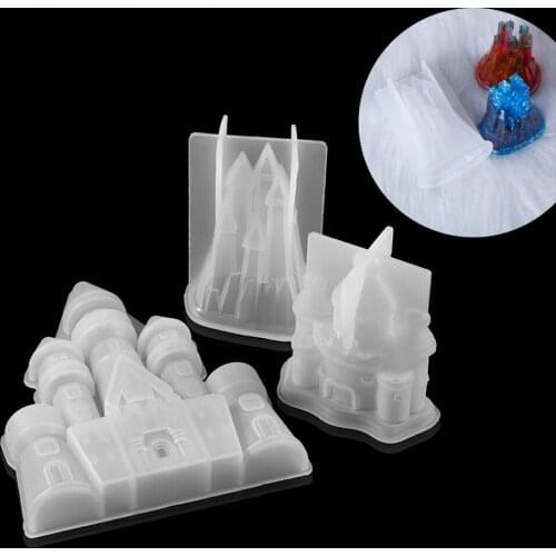 1set UV Resin Molds Silicone Christmas House Epoxy Moulds Princess Castle Epoxy Resin Molds Villa For DIY Jewelry Making Finding