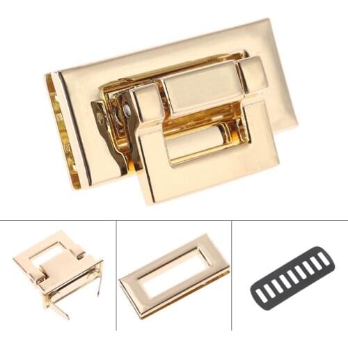 1Pc Rectangle Shape Clasp Turn Lock Twist Lock DIY Leather Handbag Bag Hardware
