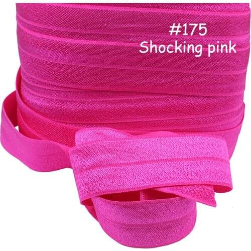 100 yards/roll) Free shipping wide 1 inch shocking pink color foe fold over elastic ribbon for hair bands
